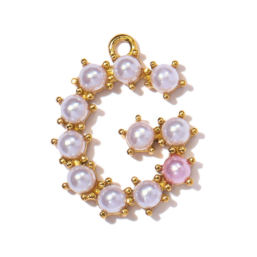 6pcs/pack Stainless Steel Imitation Pearl English Letter DIY Earring Charms Alphabet A-Z Initial Women Name Necklace Pendants