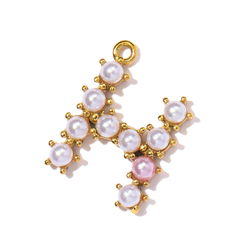 6pcs/pack Stainless Steel Imitation Pearl English Letter DIY Earring Charms Alphabet A-Z Initial Women Name Necklace Pendants