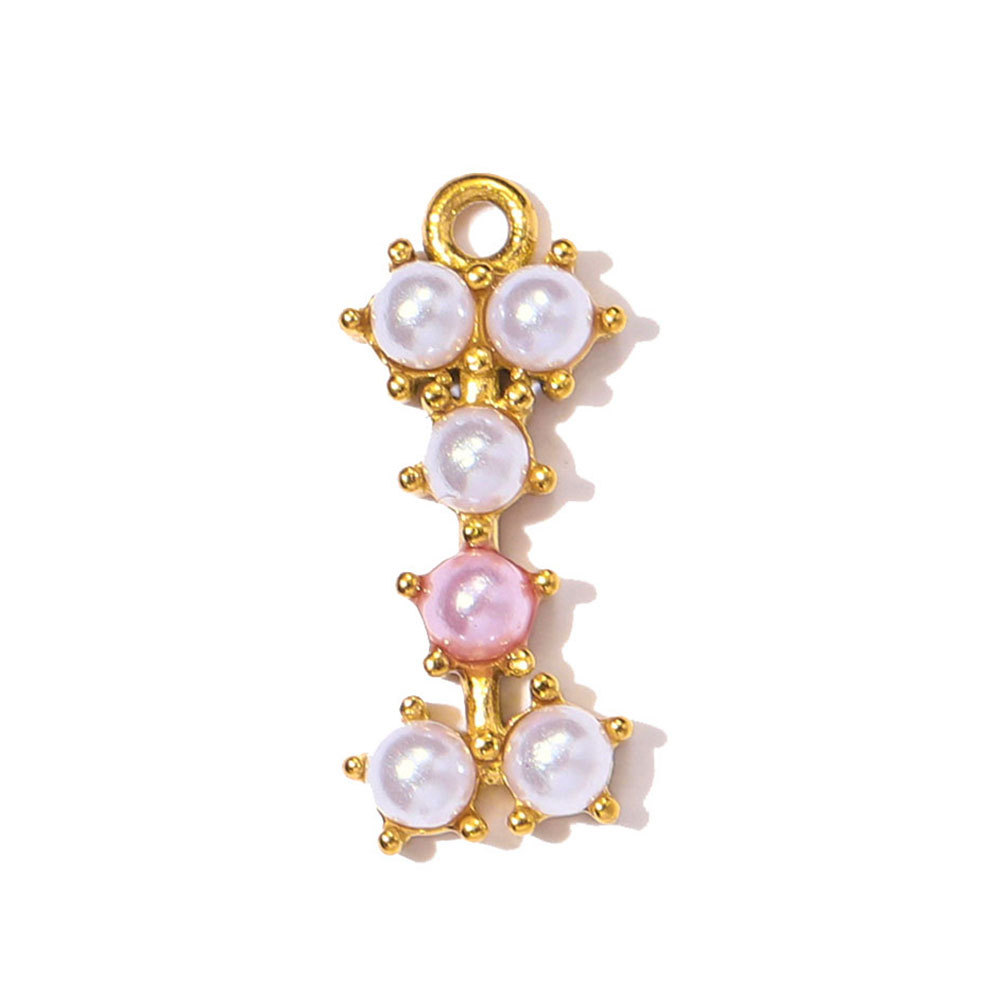 6pcs/pack Stainless Steel Imitation Pearl English Letter DIY Earring Charms Alphabet A-Z Initial Women Name Necklace Pendants