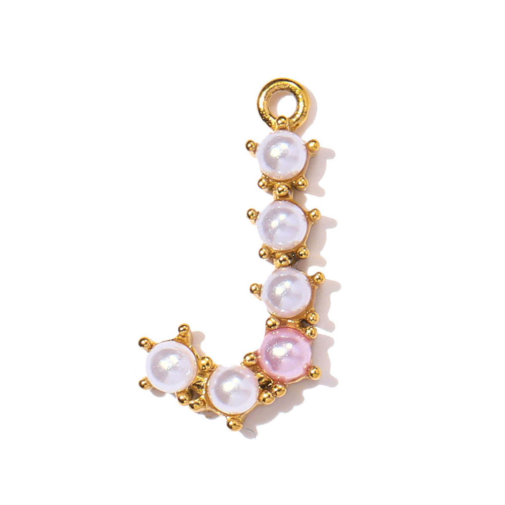 6pcs/pack Stainless Steel Imitation Pearl English Letter DIY Earring Charms Alphabet A-Z Initial Women Name Necklace Pendants