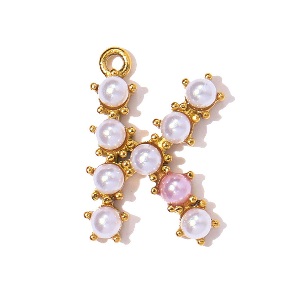 6pcs/pack Stainless Steel Imitation Pearl English Letter DIY Earring Charms Alphabet A-Z Initial Women Name Necklace Pendants