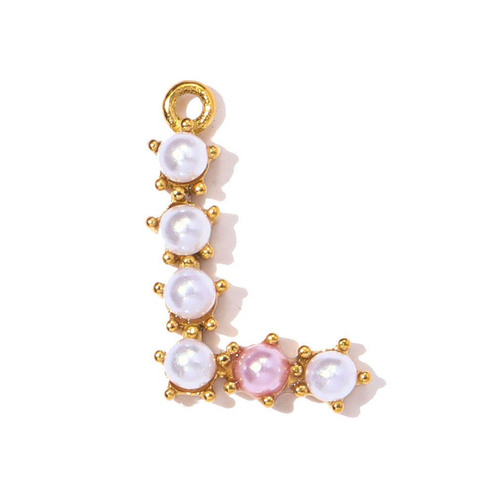 6pcs/pack Stainless Steel Imitation Pearl English Letter DIY Earring Charms Alphabet A-Z Initial Women Name Necklace Pendants