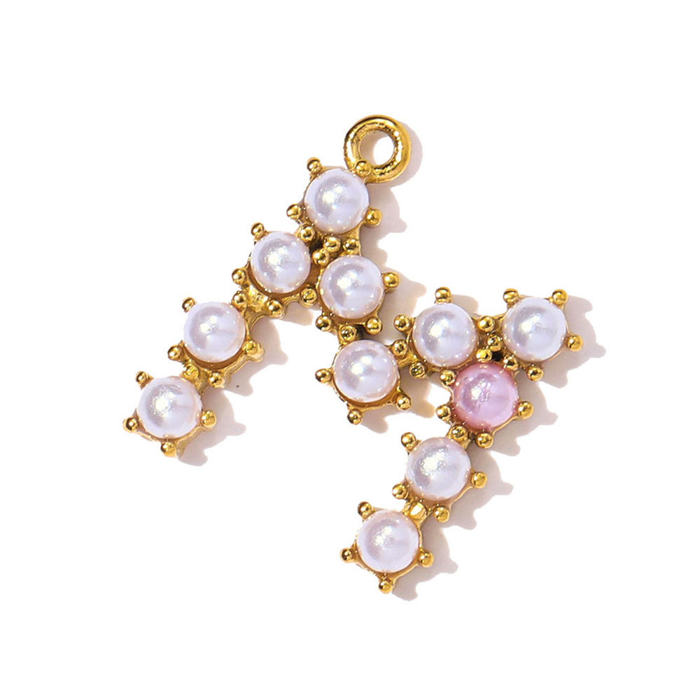 6pcs/pack Stainless Steel Imitation Pearl English Letter DIY Earring Charms Alphabet A-Z Initial Women Name Necklace Pendants