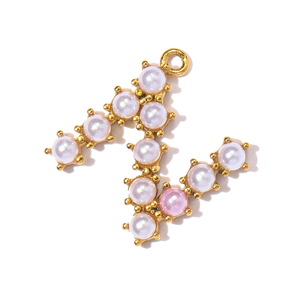 6pcs/pack Stainless Steel Imitation Pearl English Letter DIY Earring Charms Alphabet A-Z Initial Women Name Necklace Pendants