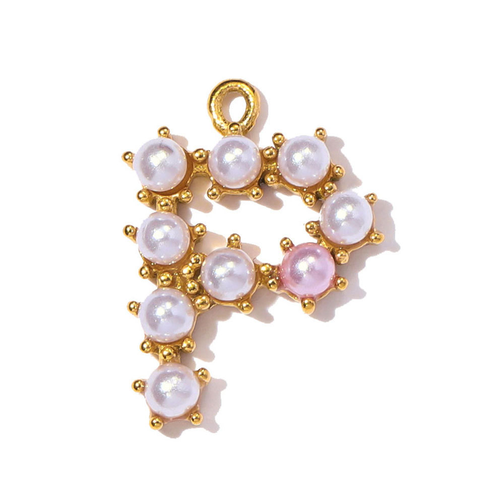 6pcs/pack Stainless Steel Imitation Pearl English Letter DIY Earring Charms Alphabet A-Z Initial Women Name Necklace Pendants