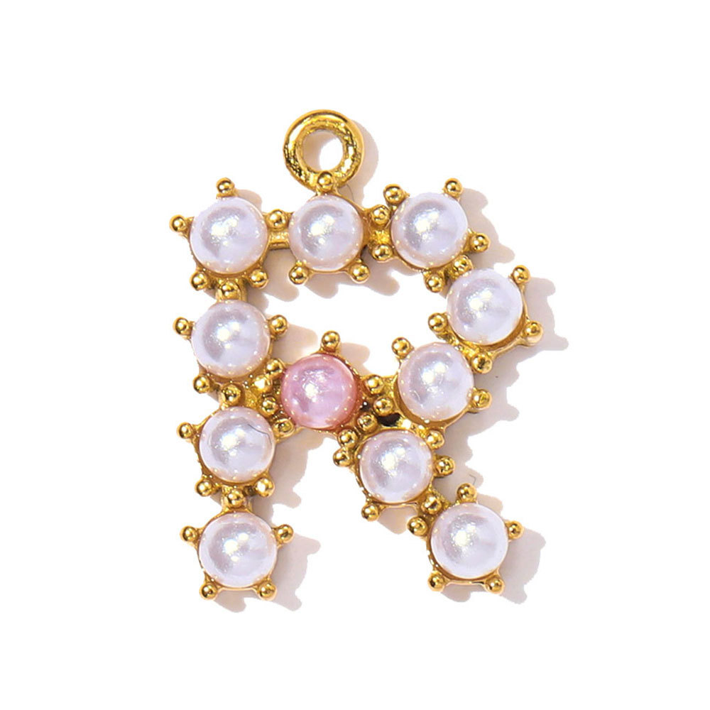 6pcs/pack Stainless Steel Imitation Pearl English Letter DIY Earring Charms Alphabet A-Z Initial Women Name Necklace Pendants