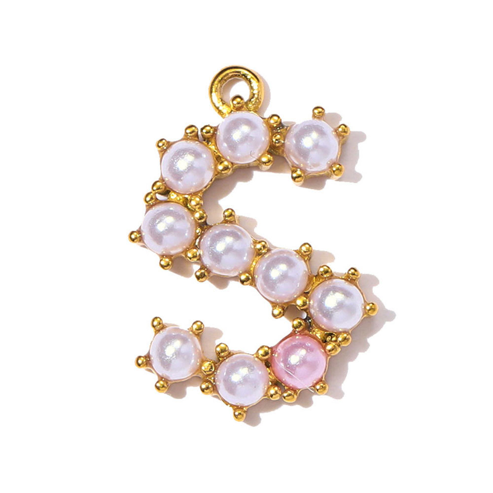6pcs/pack Stainless Steel Imitation Pearl English Letter DIY Earring Charms Alphabet A-Z Initial Women Name Necklace Pendants
