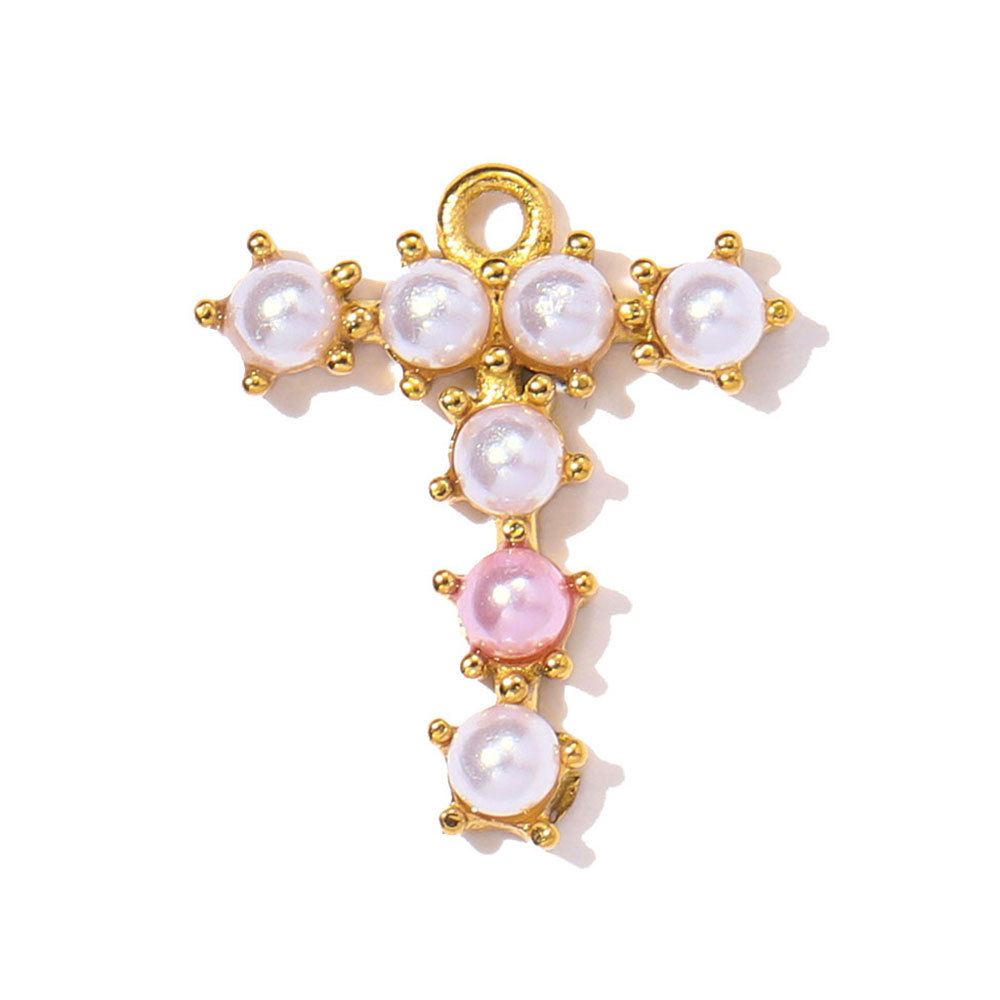6pcs/pack Stainless Steel Imitation Pearl English Letter DIY Earring Charms Alphabet A-Z Initial Women Name Necklace Pendants