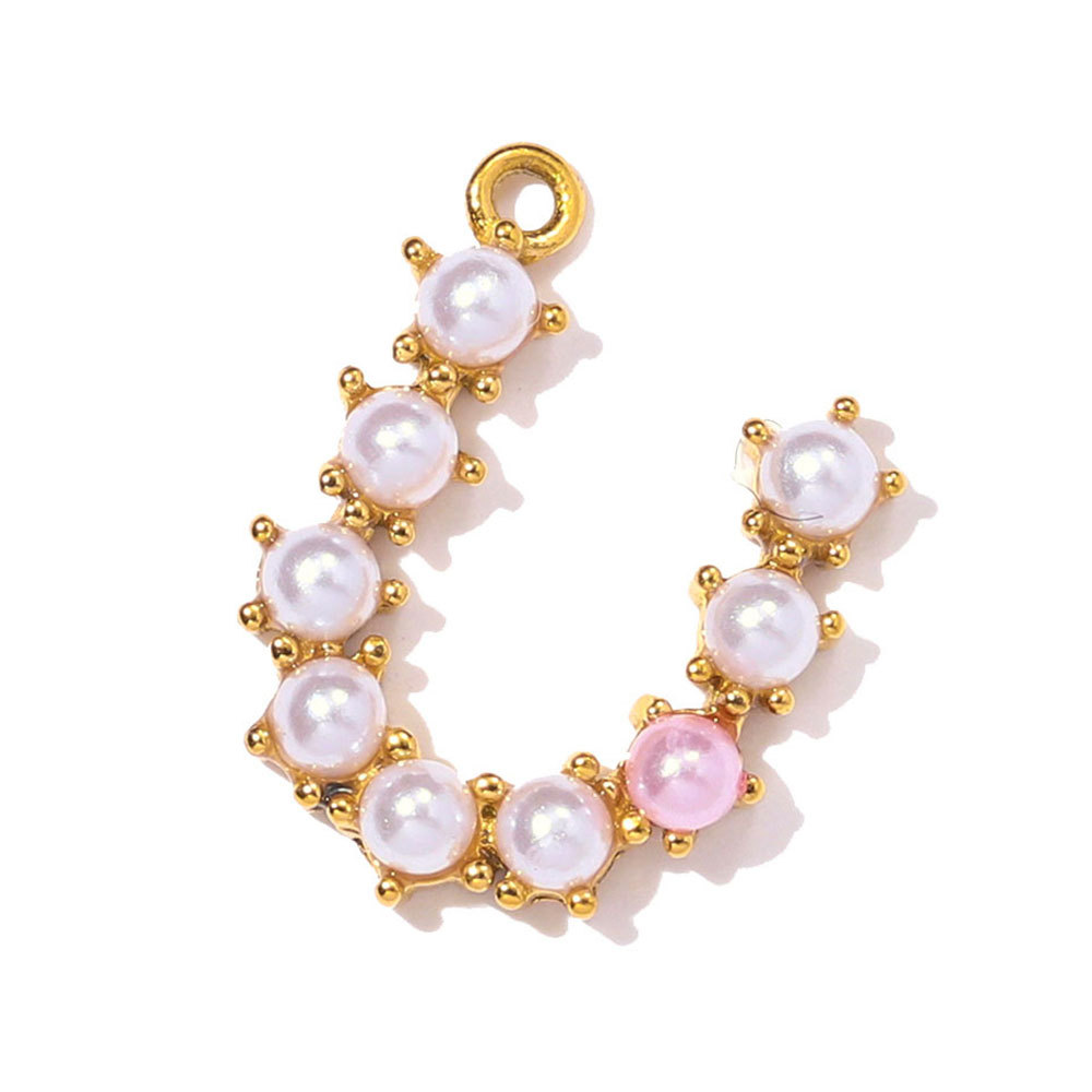 6pcs/pack Stainless Steel Imitation Pearl English Letter DIY Earring Charms Alphabet A-Z Initial Women Name Necklace Pendants