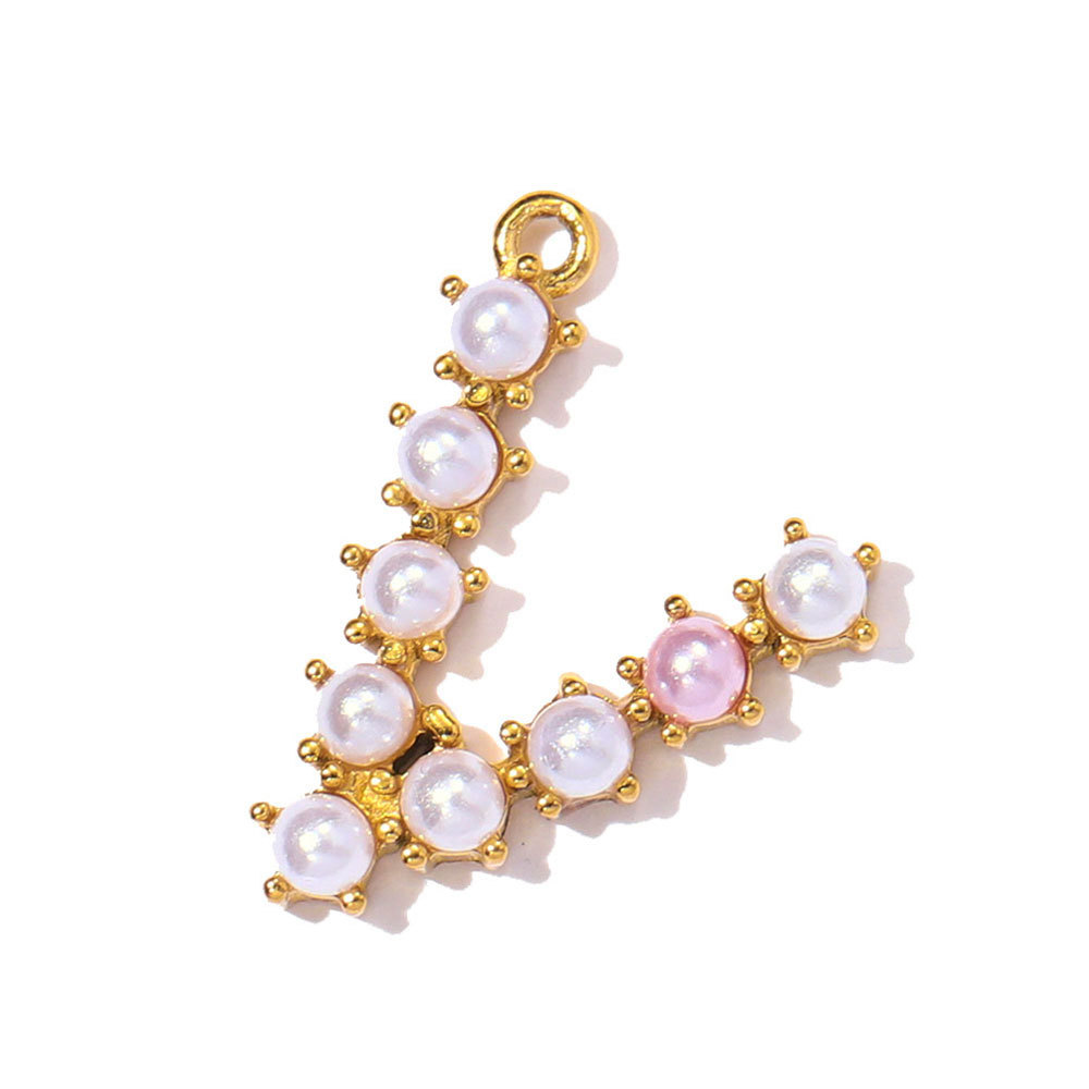 6pcs/pack Stainless Steel Imitation Pearl English Letter DIY Earring Charms Alphabet A-Z Initial Women Name Necklace Pendants