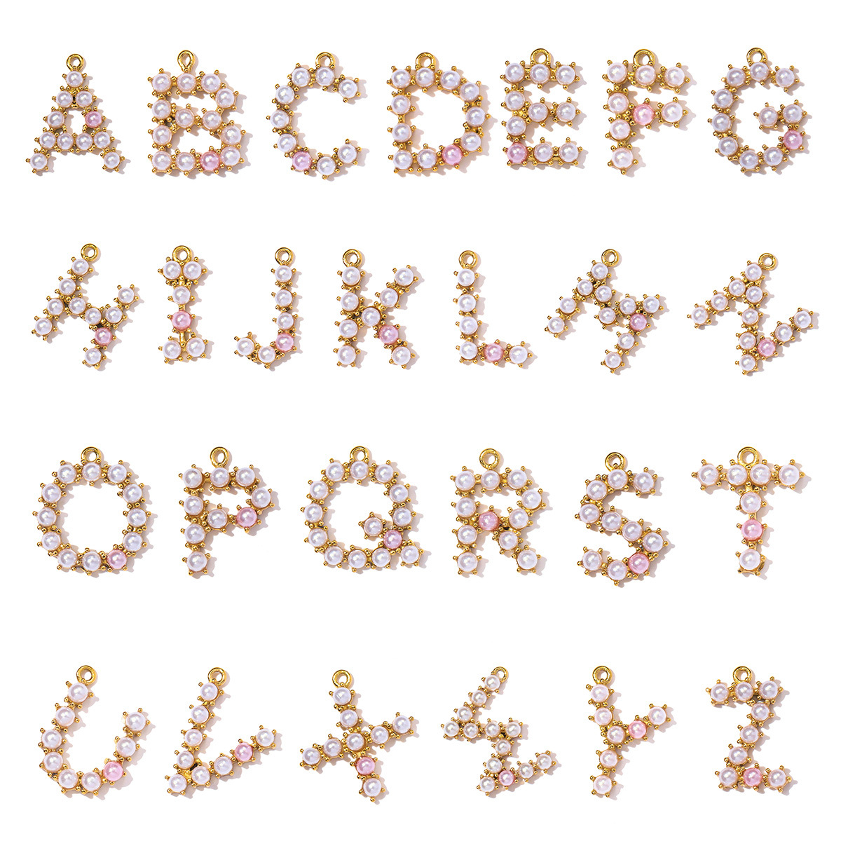 6pcs/Lot Stainless Steel Imitation Pearl English Letter DIY Earring Charms Alphabet A-Z Initial Women Name Necklace Pendants