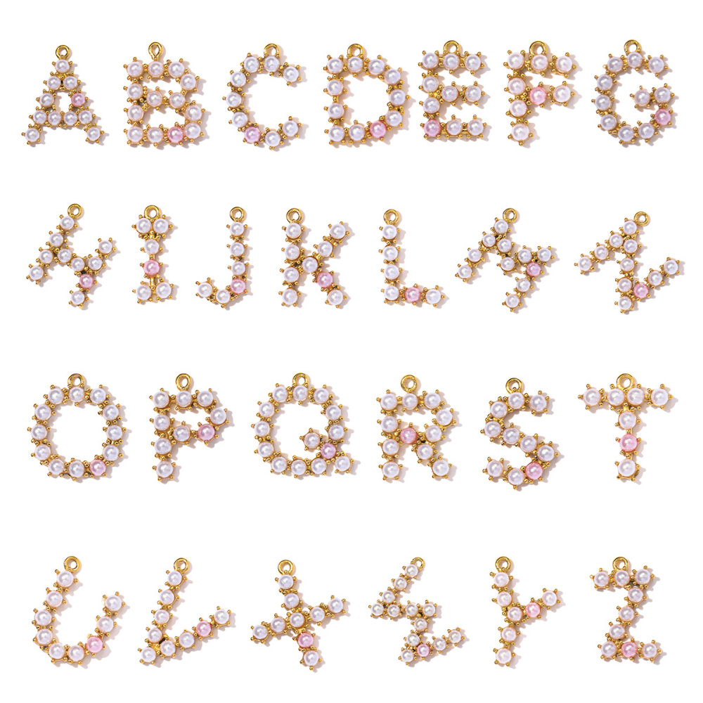 6pcs/Lot Stainless Steel Imitation Pearl English Letter DIY Earring Charms Alphabet A-Z Initial Women Name Necklace Pendants
