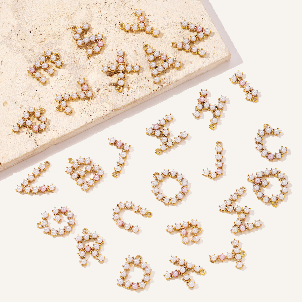 6pcs/Lot Stainless Steel Imitation Pearl English Letter DIY Earring Charms Alphabet A-Z Initial Women Name Necklace Pendants