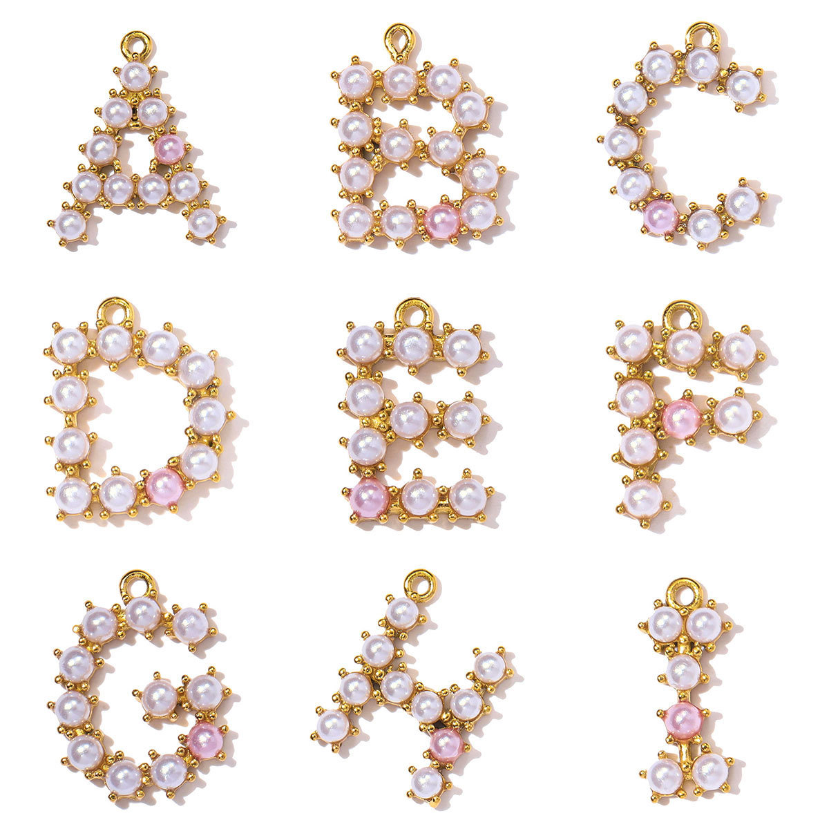 6pcs/Lot Stainless Steel Imitation Pearl English Letter DIY Earring Charms Alphabet A-Z Initial Women Name Necklace Pendants