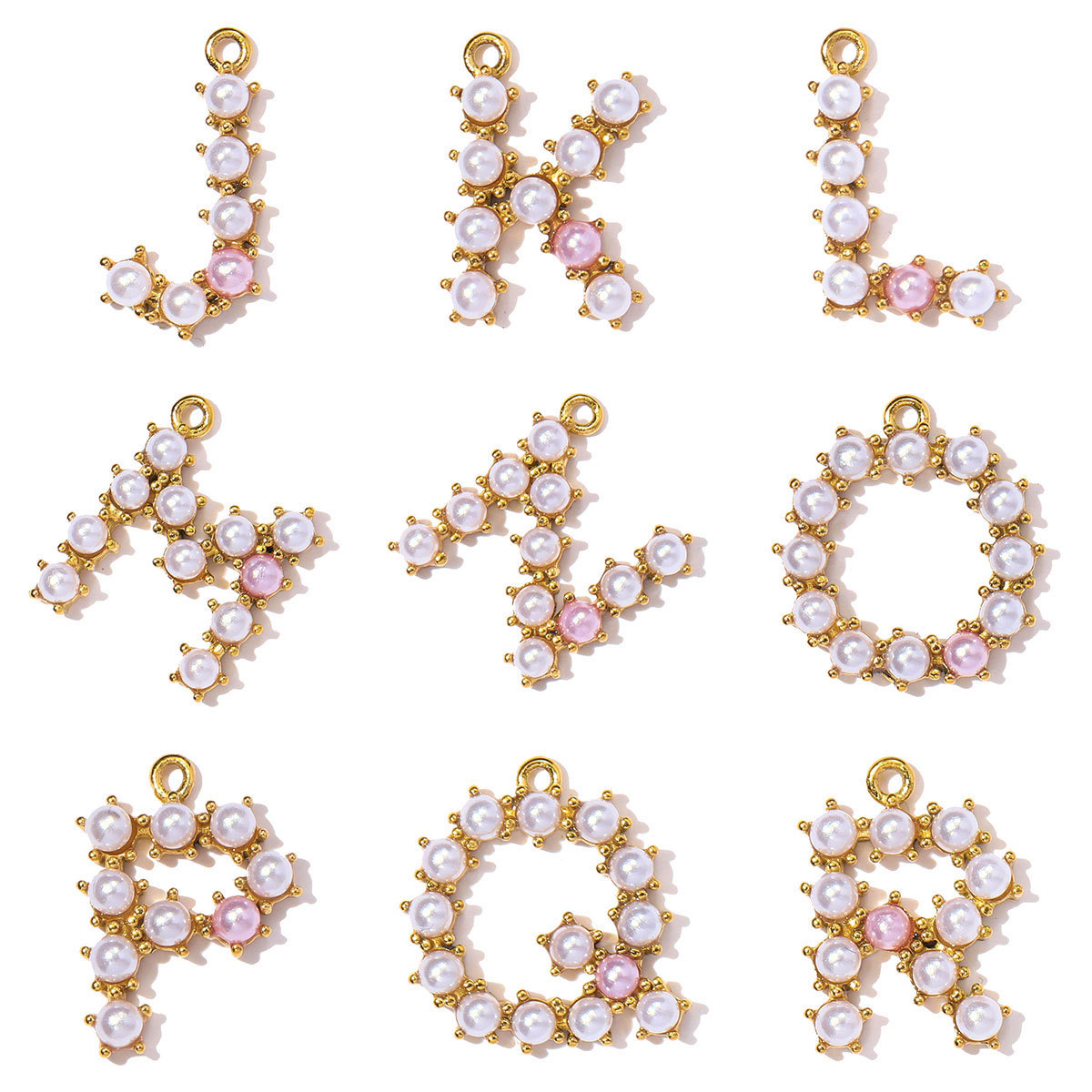 6pcs/Lot Stainless Steel Imitation Pearl English Letter DIY Earring Charms Alphabet A-Z Initial Women Name Necklace Pendants