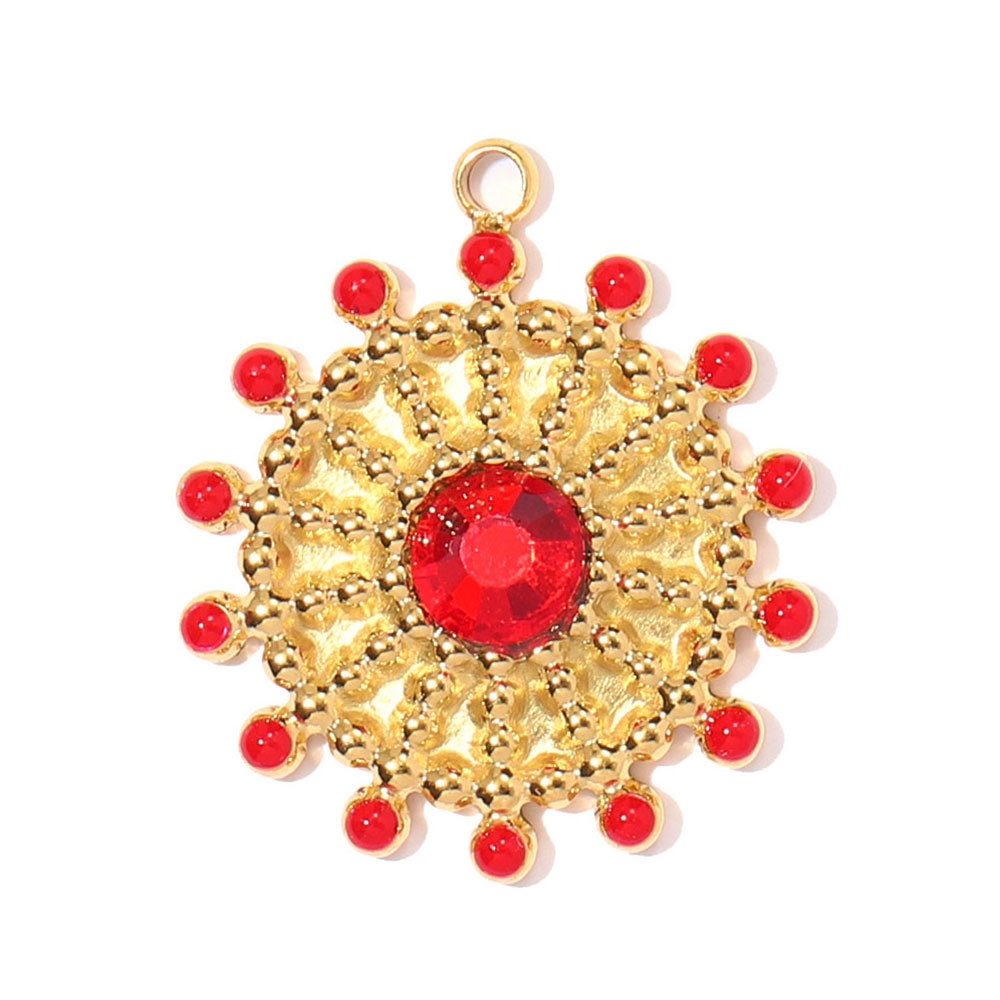 6pcs/pack Stainless Steel Zircon Geometric DIY Bracelet Charms Heart Oval Square Necklace Pendants Women Sun Jewelry Wholesale