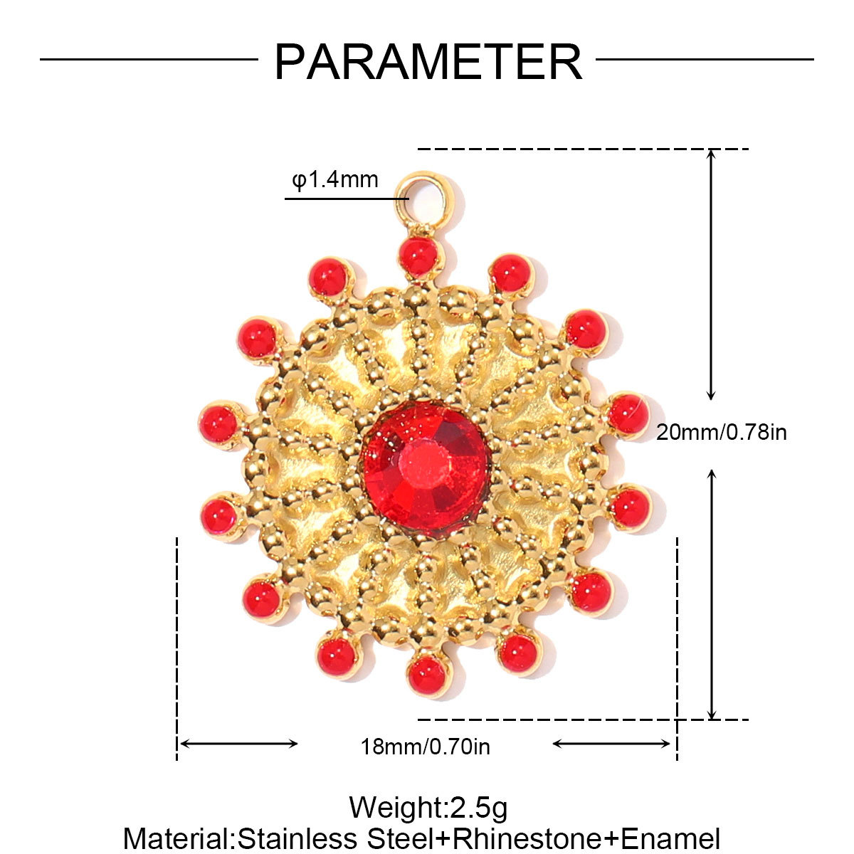 6pcs/pack Stainless Steel Zircon Geometric DIY Bracelet Charms Heart Oval Square Necklace Pendants Women Sun Jewelry Wholesale