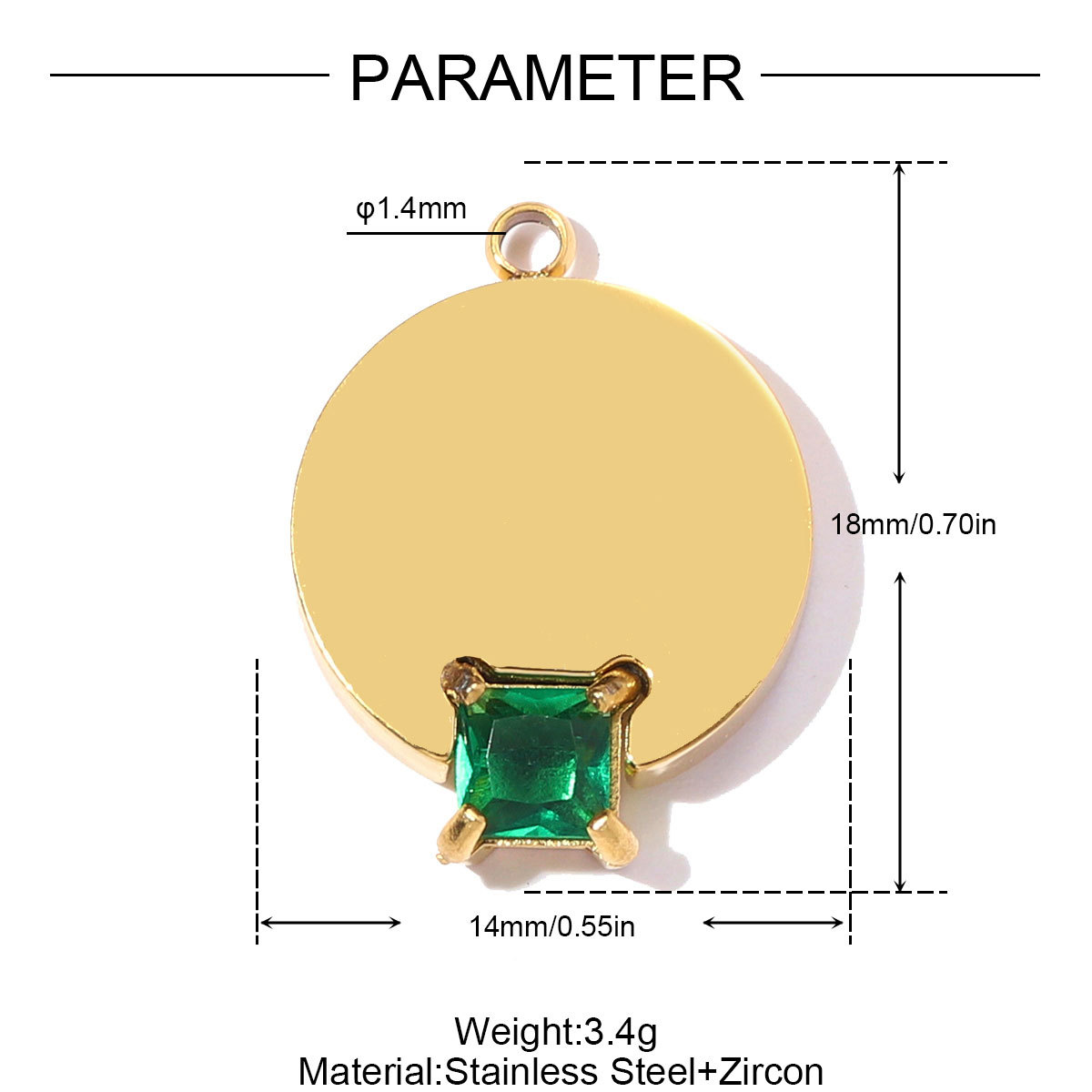 6pcs/pack Stainless Steel Zircon Geometric DIY Bracelet Charms Heart Oval Square Necklace Pendants Women Sun Jewelry Wholesale