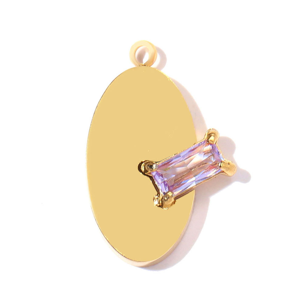 6pcs/pack Stainless Steel Zircon Geometric DIY Bracelet Charms Heart Oval Square Necklace Pendants Women Sun Jewelry Wholesale