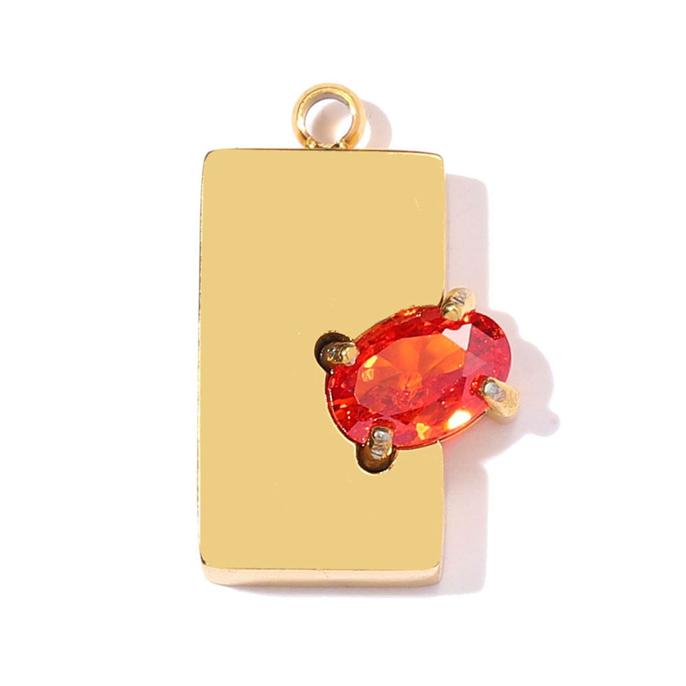 6pcs/pack Stainless Steel Zircon Geometric DIY Bracelet Charms Heart Oval Square Necklace Pendants Women Sun Jewelry Wholesale