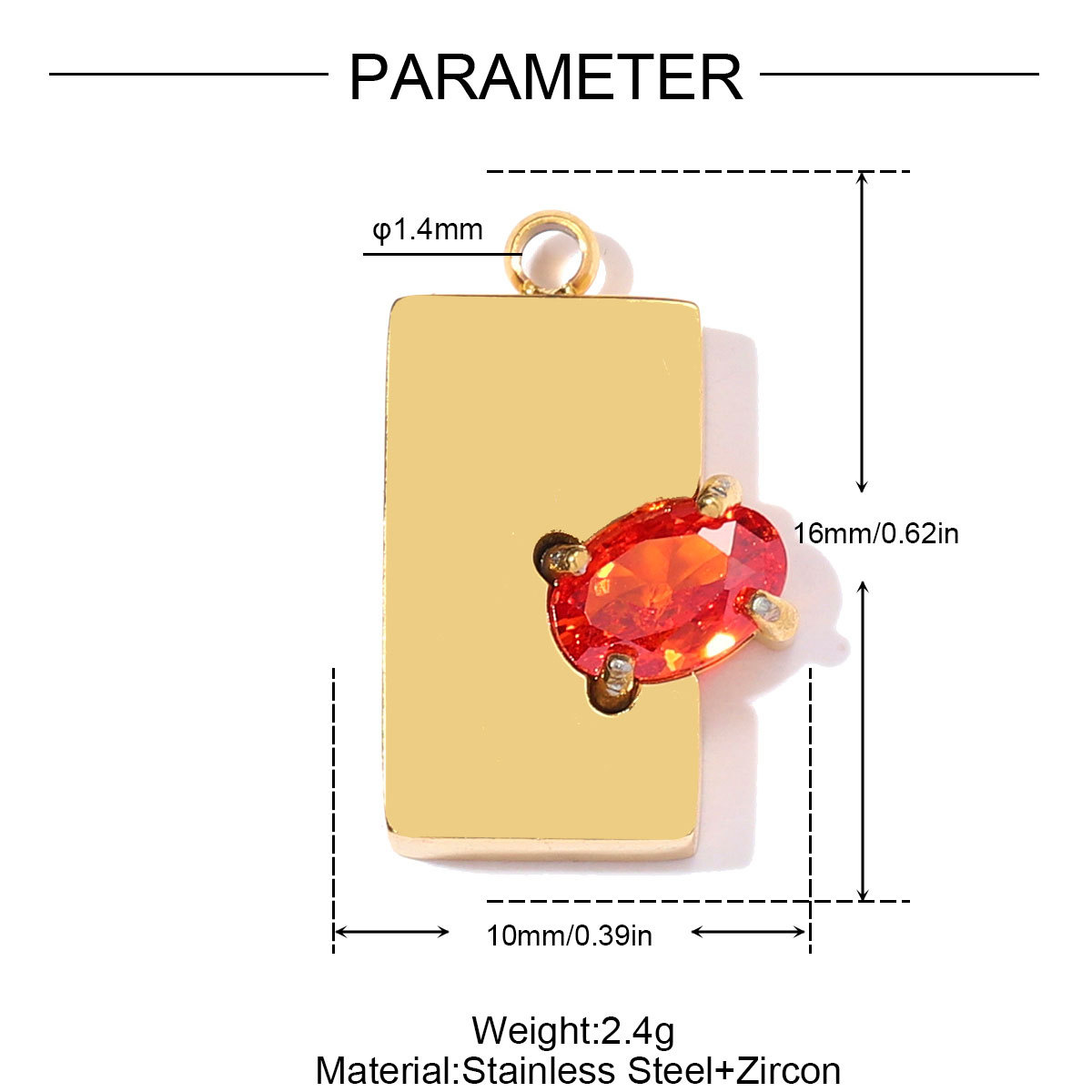 6pcs/pack Stainless Steel Zircon Geometric DIY Bracelet Charms Heart Oval Square Necklace Pendants Women Sun Jewelry Wholesale