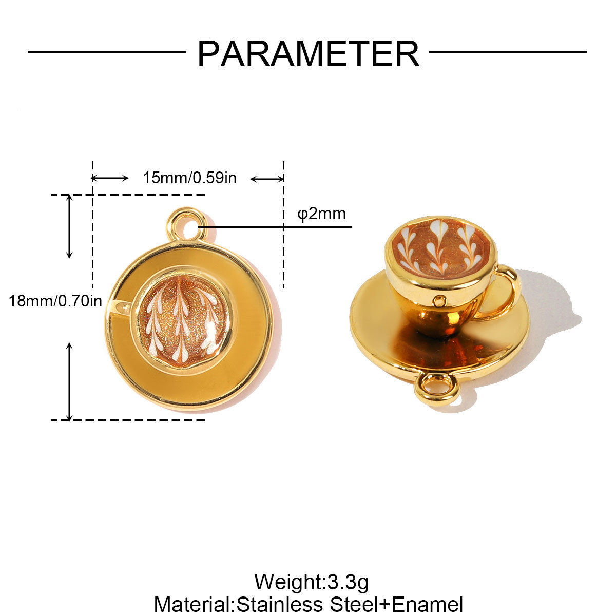 6pcs/pack Stainless Steel Cappuccino Coffee Cup DIY Charms Oval Circle Necklace Pendants Women Astronaut Heart Jewelry Wholesale