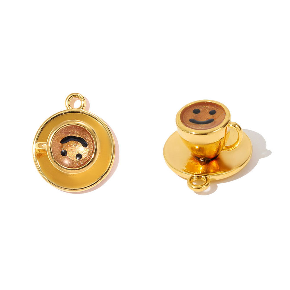 6pcs/pack Stainless Steel Cappuccino Coffee Cup DIY Charms Oval Circle Necklace Pendants Women Astronaut Heart Jewelry Wholesale