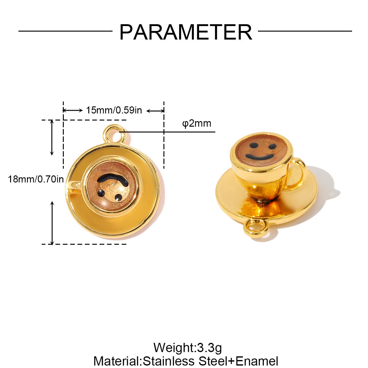 6pcs/pack Stainless Steel Cappuccino Coffee Cup DIY Charms Oval Circle Necklace Pendants Women Astronaut Heart Jewelry Wholesale