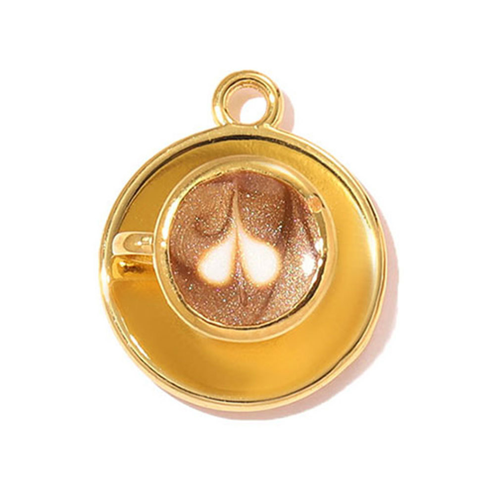 6pcs/pack Stainless Steel Cappuccino Coffee Cup DIY Charms Oval Circle Necklace Pendants Women Astronaut Heart Jewelry Wholesale