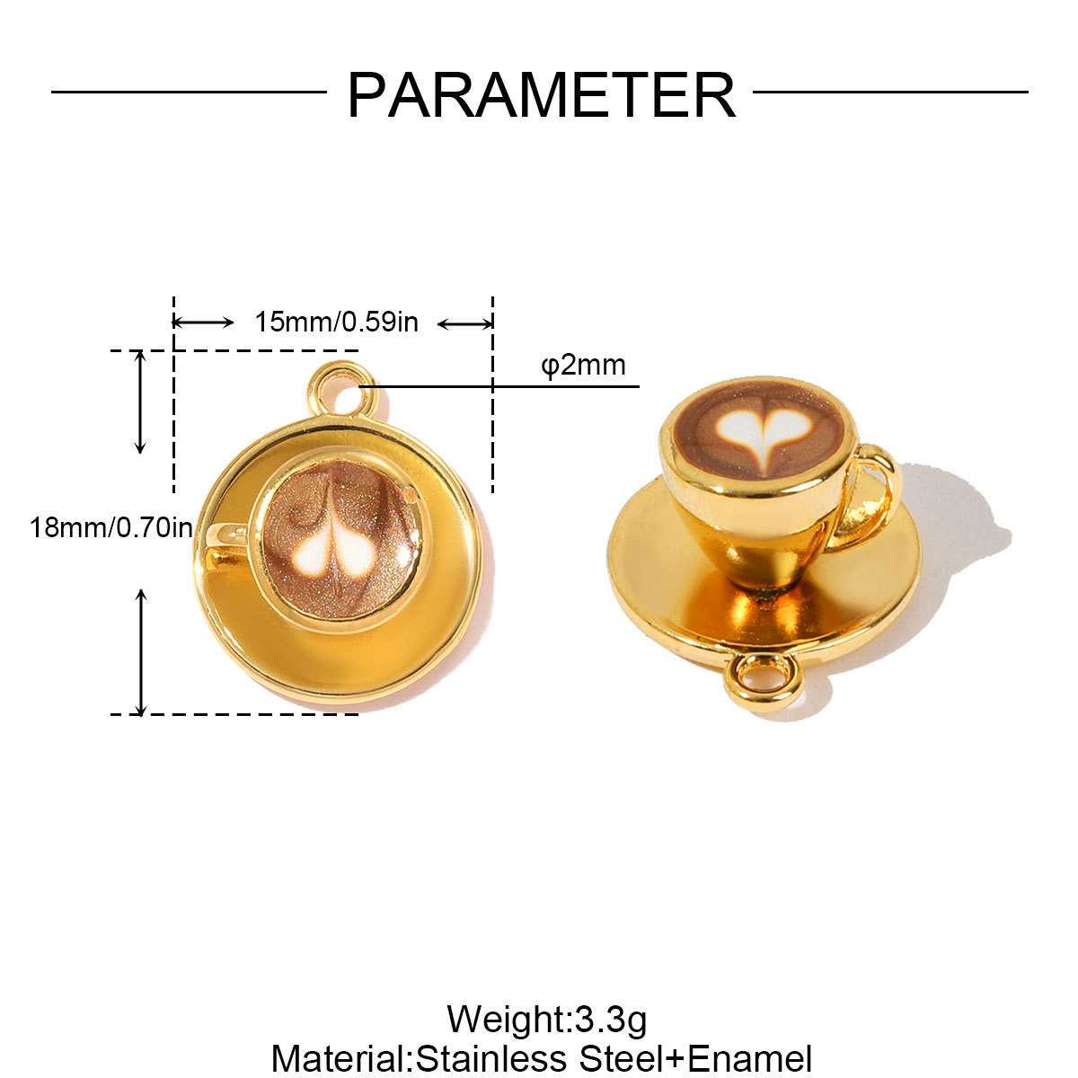 6pcs/pack Stainless Steel Cappuccino Coffee Cup DIY Charms Oval Circle Necklace Pendants Women Astronaut Heart Jewelry Wholesale