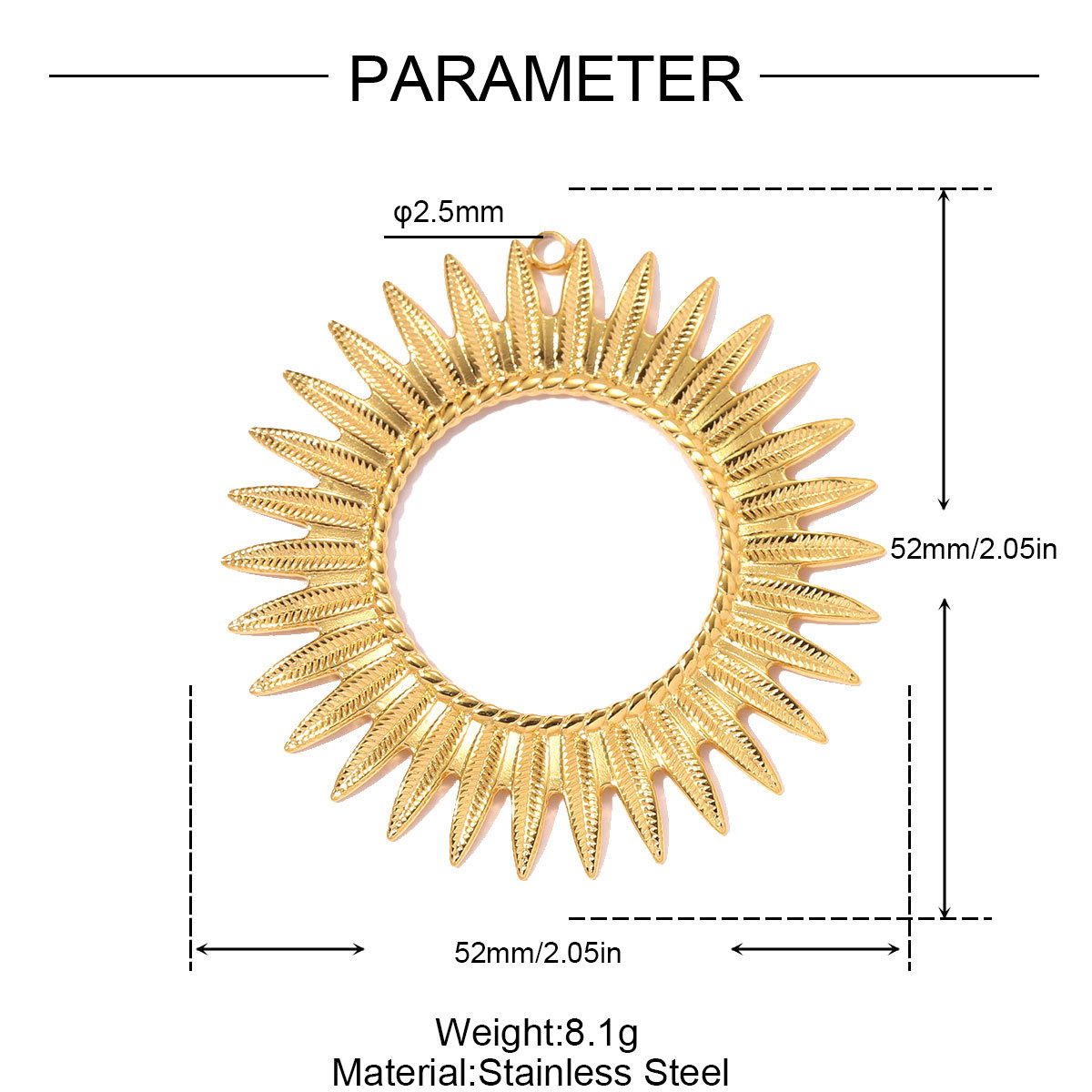 6pcs/pack Stainless Steel Crescent Moon Sun DIY Charms Hollow Flower Necklace Pendants Women Swirl Circle Jewelry Wholesale