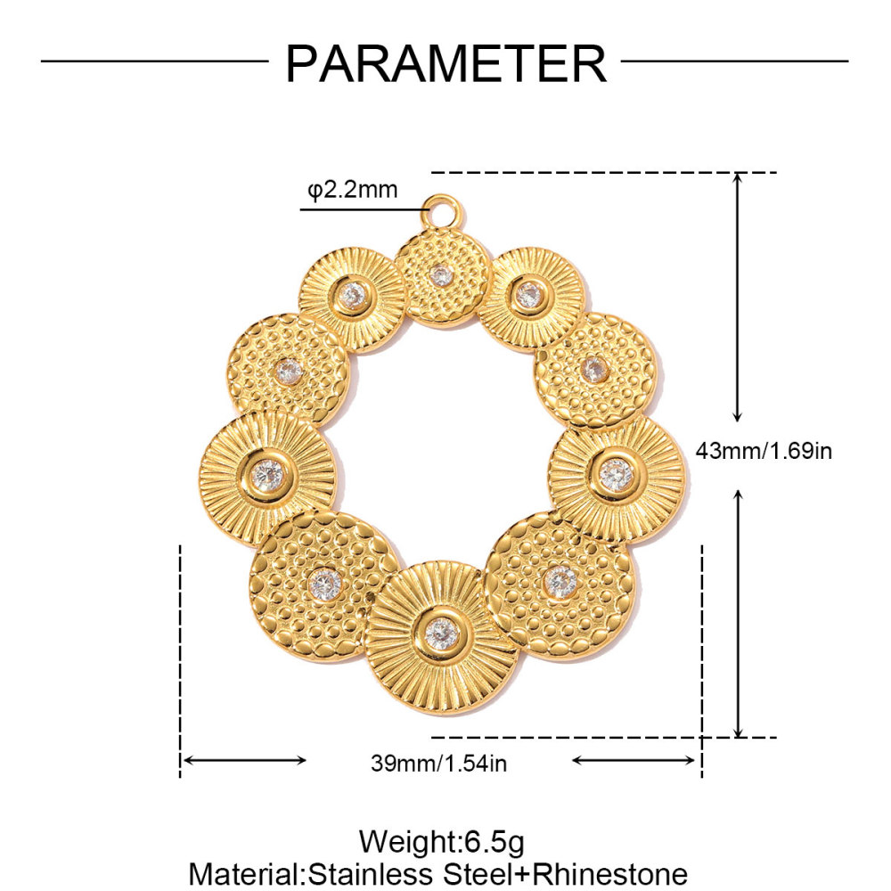 6pcs/pack Stainless Steel Crescent Moon Sun DIY Charms Hollow Flower Necklace Pendants Women Swirl Circle Jewelry Wholesale