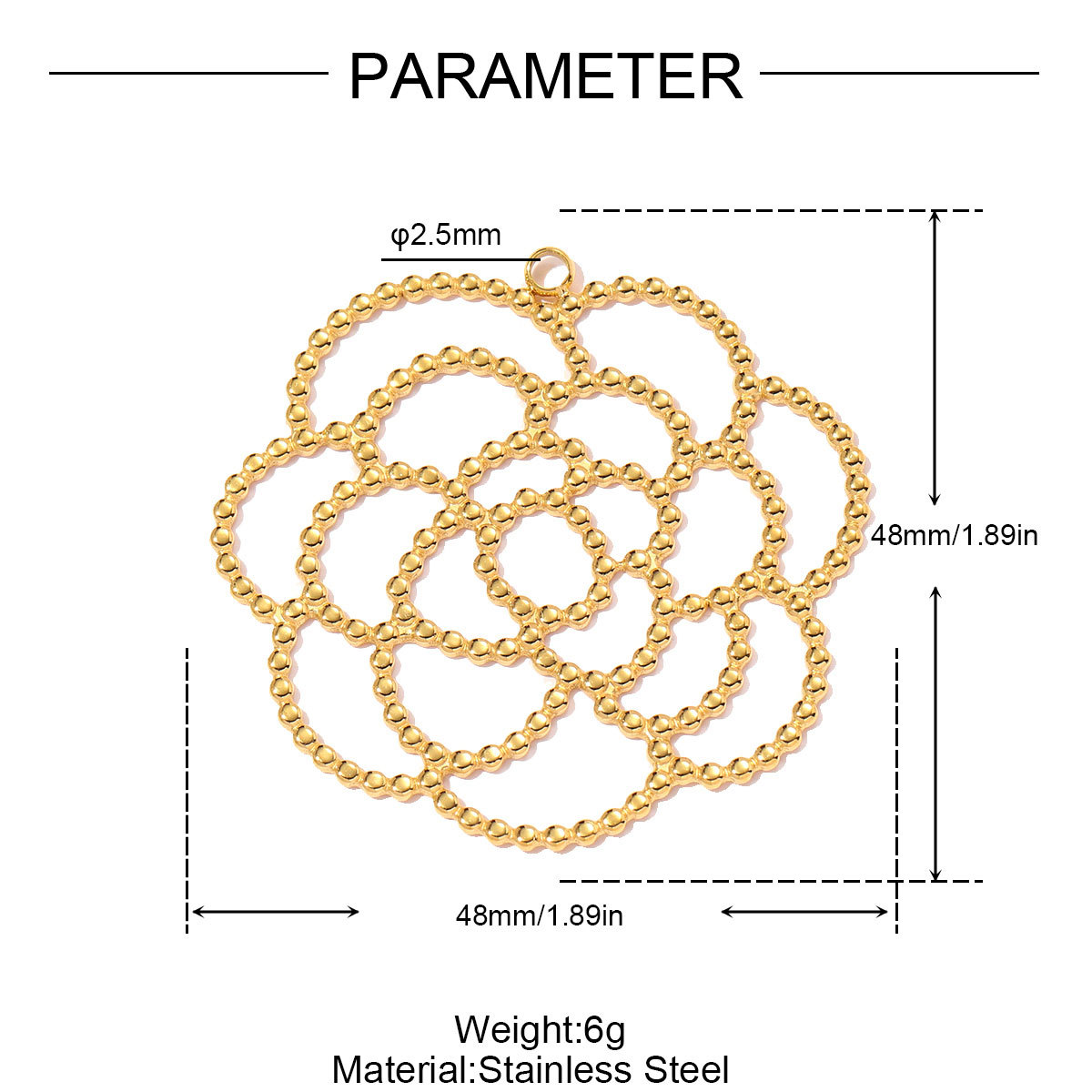 6pcs/pack Stainless Steel Crescent Moon Sun DIY Charms Hollow Flower Necklace Pendants Women Swirl Circle Jewelry Wholesale