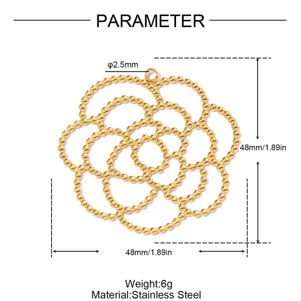 6pcs/pack Stainless Steel Crescent Moon Sun DIY Charms Hollow Flower Necklace Pendants Women Swirl Circle Jewelry Wholesale