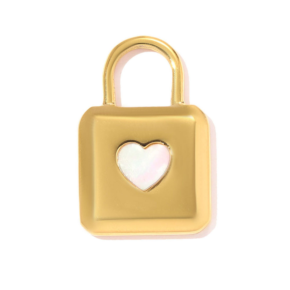 6pcs/pack Stainless Steel Heart Lock DIY Charms Rhinestone Cross Necklace Pendants Women Jesus Religious Jewelry Wholesale