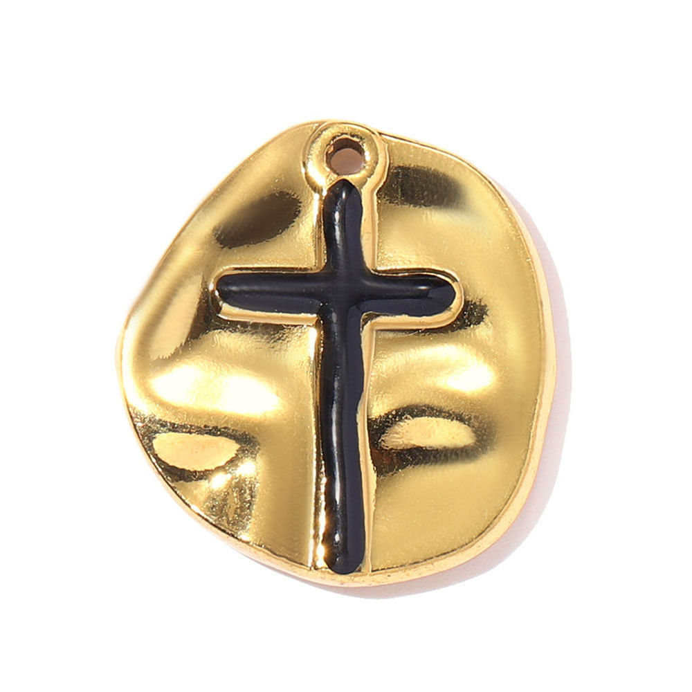 6pcs/pack Stainless Steel Heart Lock DIY Charms Rhinestone Cross Necklace Pendants Women Jesus Religious Jewelry Wholesale