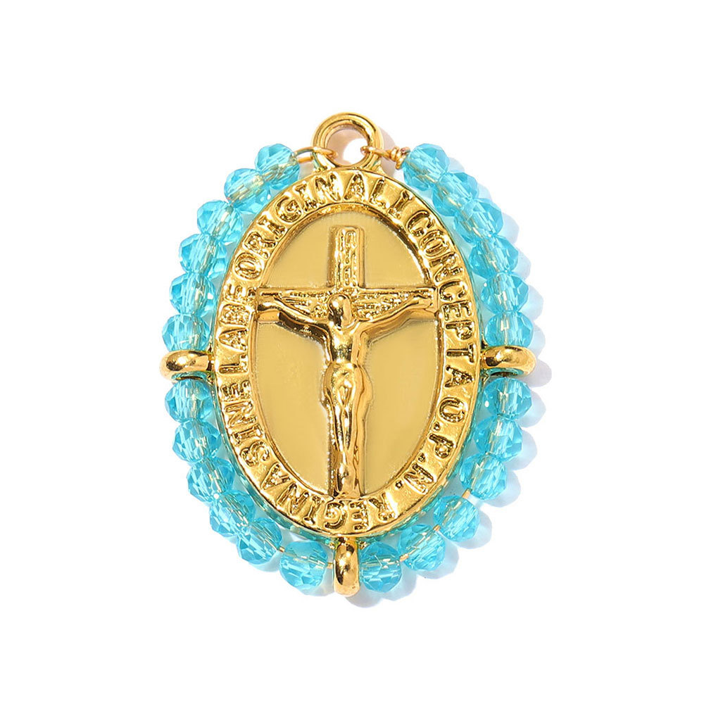6pcs/pack Stainless Steel Heart Lock DIY Charms Rhinestone Cross Necklace Pendants Women Jesus Religious Jewelry Wholesale