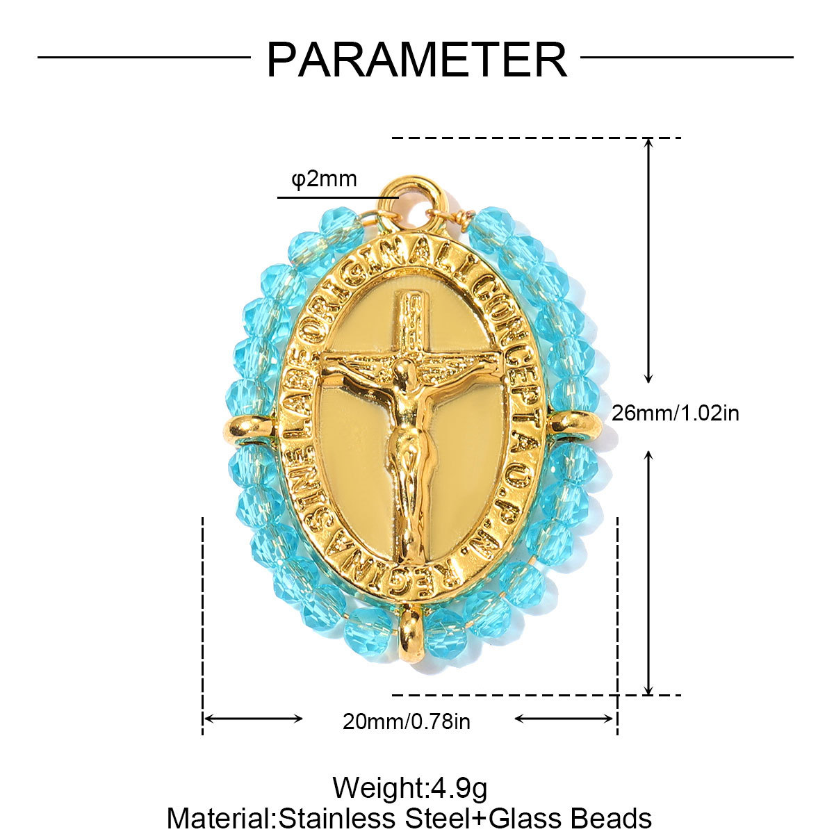 6pcs/pack Stainless Steel Heart Lock DIY Charms Rhinestone Cross Necklace Pendants Women Jesus Religious Jewelry Wholesale