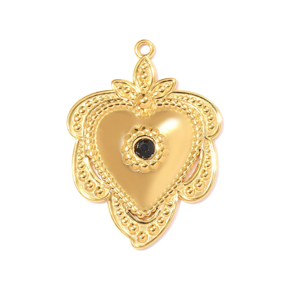 6pcs/pack Stainless Steel Crown Love Heart DIY Charm Rhinestone Clover Flower Necklace Pendant Women Eye Guitar Jewelry Wholesale