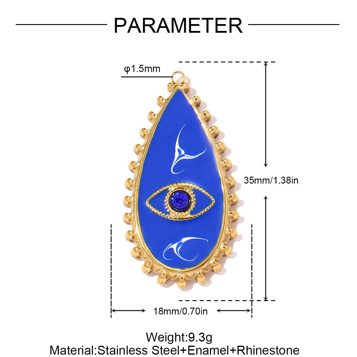 6pcs/pack Stainless Steel Waterdroop Evil Eye DIY Charm Knot Hand Bag Necklace Pendant Women Love Heart Jewelry Wholesale