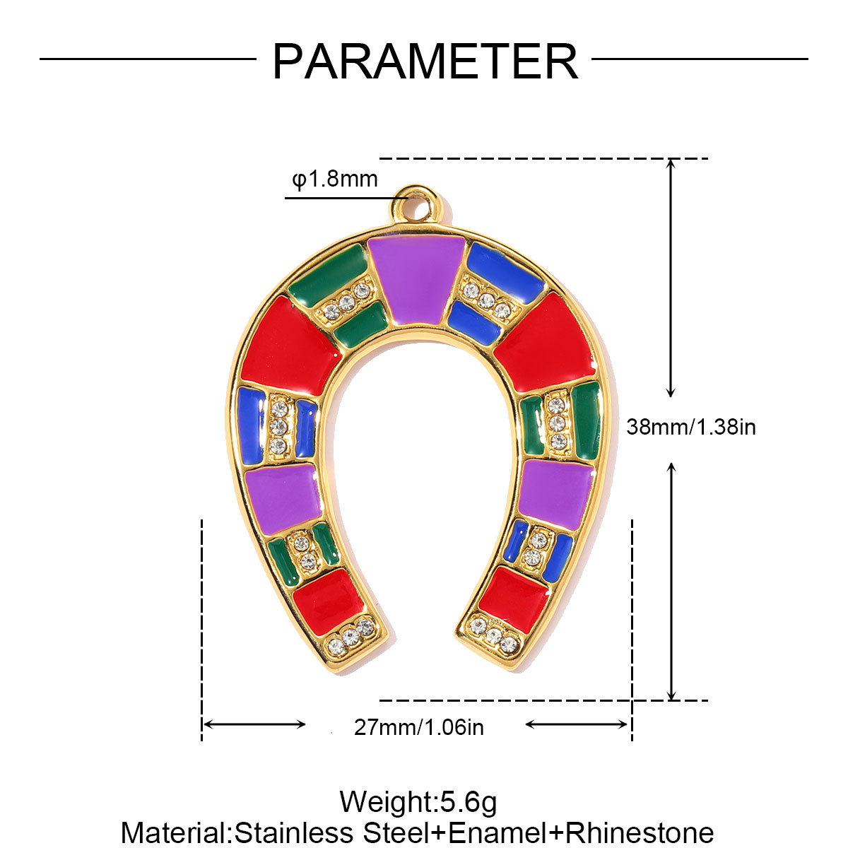 6pcs/pack Stainless Steel Enamel Horseshoe DIY Charms Hollow Clover Necklace Pendant Women Suqare Heart Jewelry Wholesale