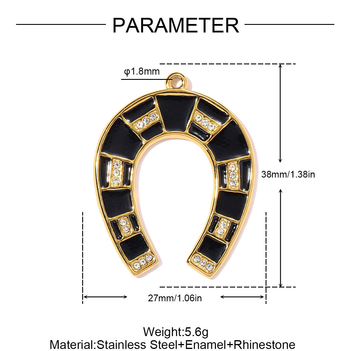 6pcs/pack Stainless Steel Enamel Horseshoe DIY Charms Hollow Clover Necklace Pendant Women Suqare Heart Jewelry Wholesale