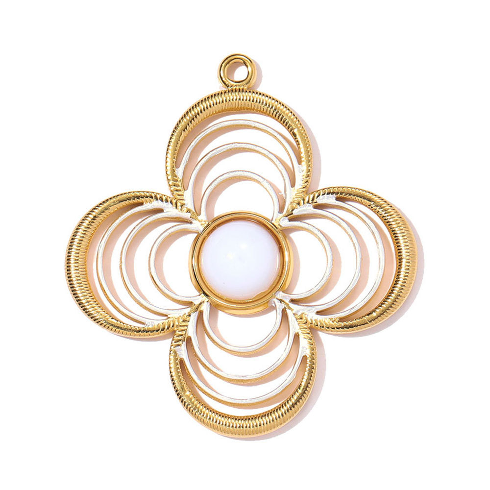 6pcs/pack Stainless Steel Enamel Horseshoe DIY Charms Hollow Clover Necklace Pendant Women Suqare Heart Jewelry Wholesale
