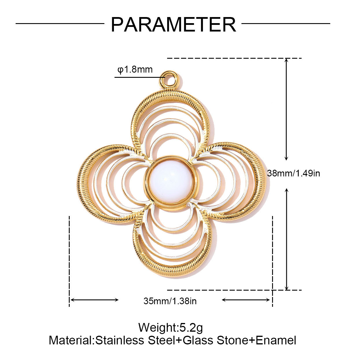 6pcs/pack Stainless Steel Enamel Horseshoe DIY Charms Hollow Clover Necklace Pendant Women Suqare Heart Jewelry Wholesale