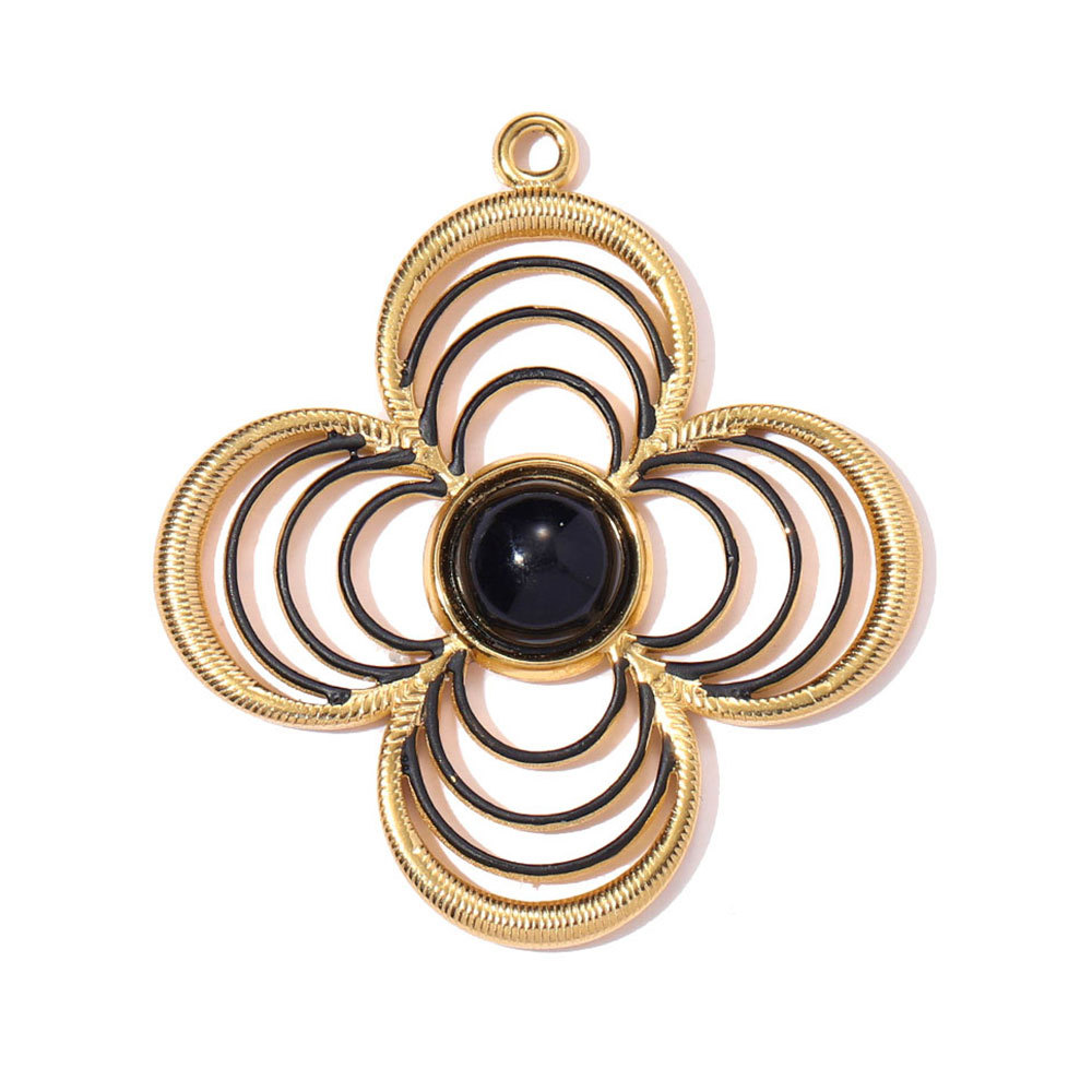 6pcs/pack Stainless Steel Enamel Horseshoe DIY Charms Hollow Clover Necklace Pendant Women Suqare Heart Jewelry Wholesale