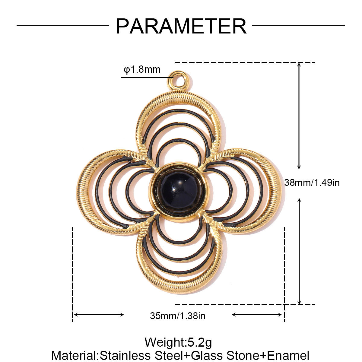 6pcs/pack Stainless Steel Enamel Horseshoe DIY Charms Hollow Clover Necklace Pendant Women Suqare Heart Jewelry Wholesale