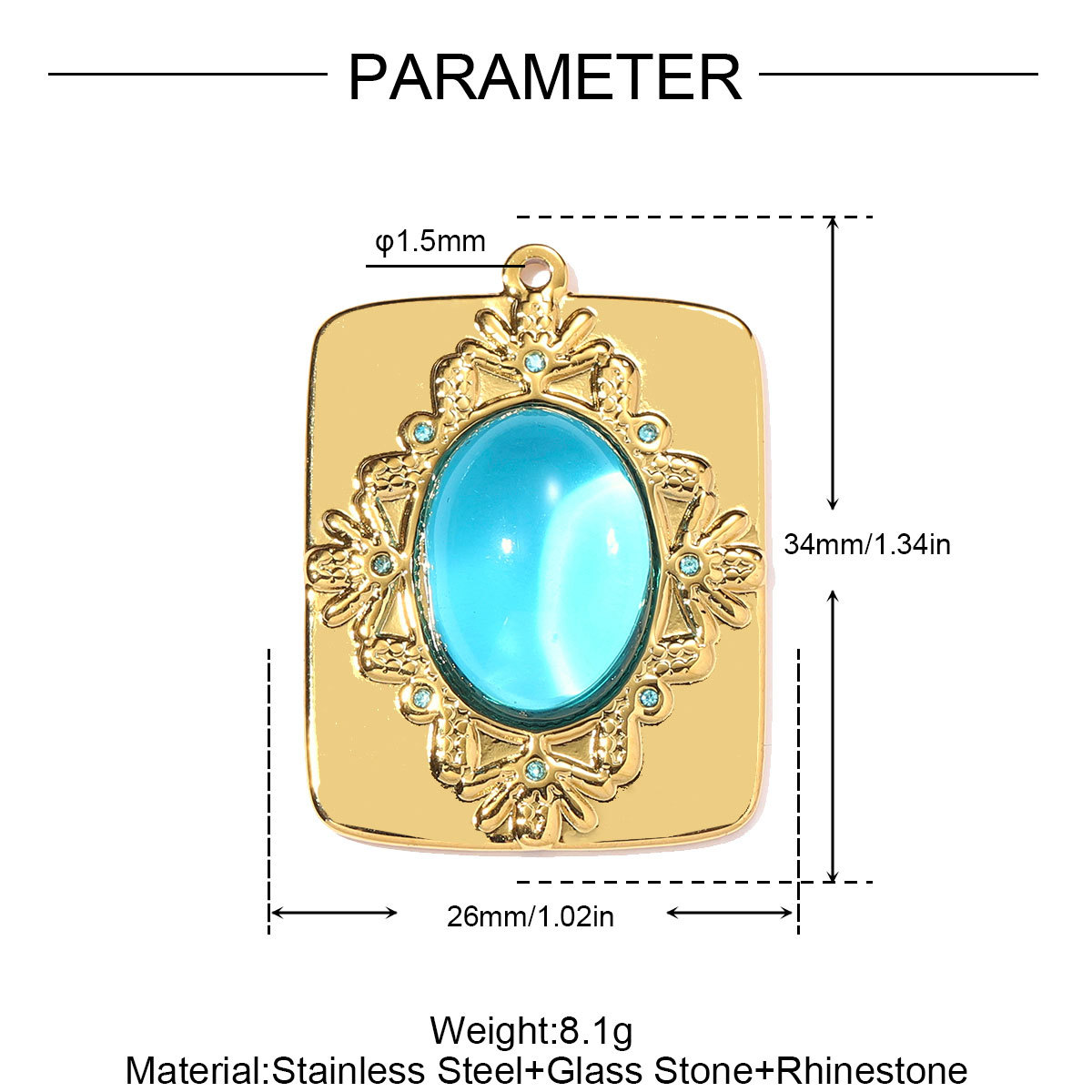 6pcs/pack Stainless Steel Enamel Horseshoe DIY Charms Hollow Clover Necklace Pendant Women Suqare Heart Jewelry Wholesale