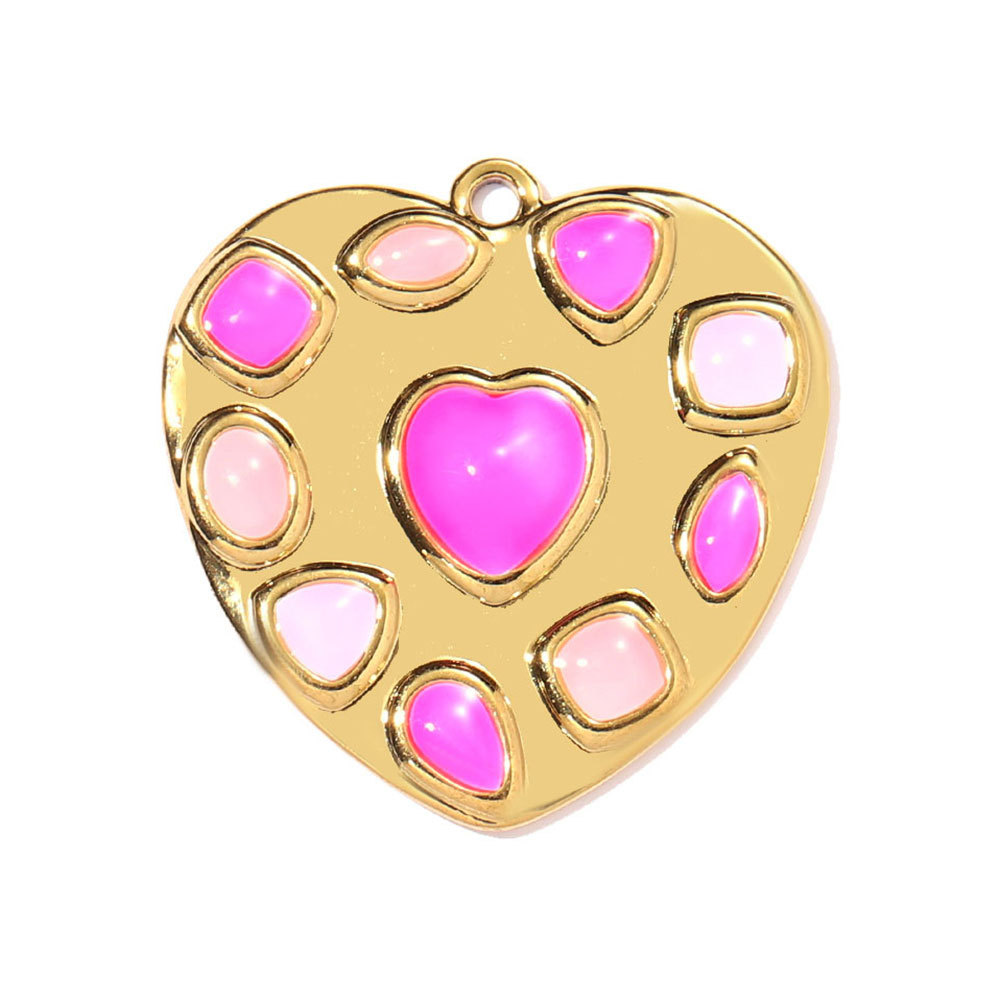6pcs/pack Stainless Steel Enamel Horseshoe DIY Charms Hollow Clover Necklace Pendant Women Suqare Heart Jewelry Wholesale