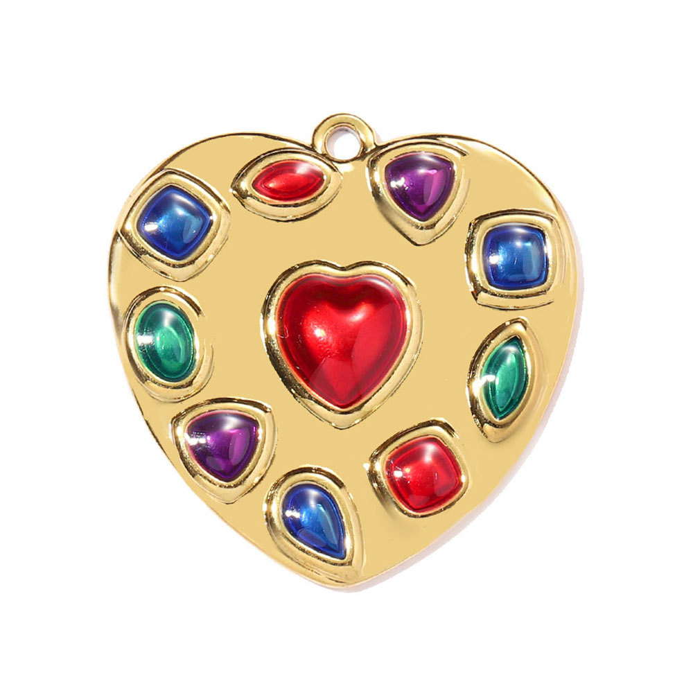 6pcs/pack Stainless Steel Enamel Horseshoe DIY Charms Hollow Clover Necklace Pendant Women Suqare Heart Jewelry Wholesale