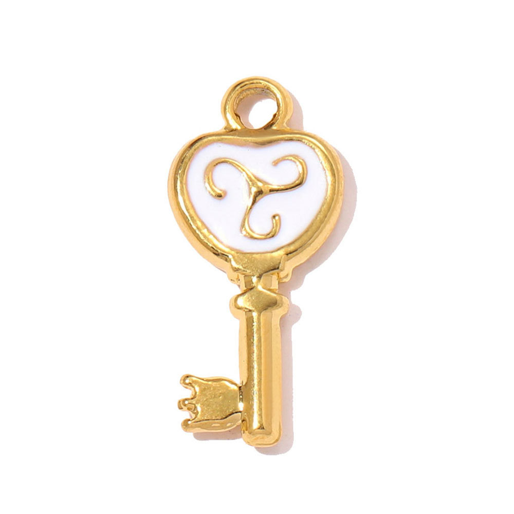 6pcs/pack Stainless Steel Enamel Leaf Love Heart DIY Charms Lollipop Flower Necklace Pendants Women Cross Tail Jewelry Wholesale